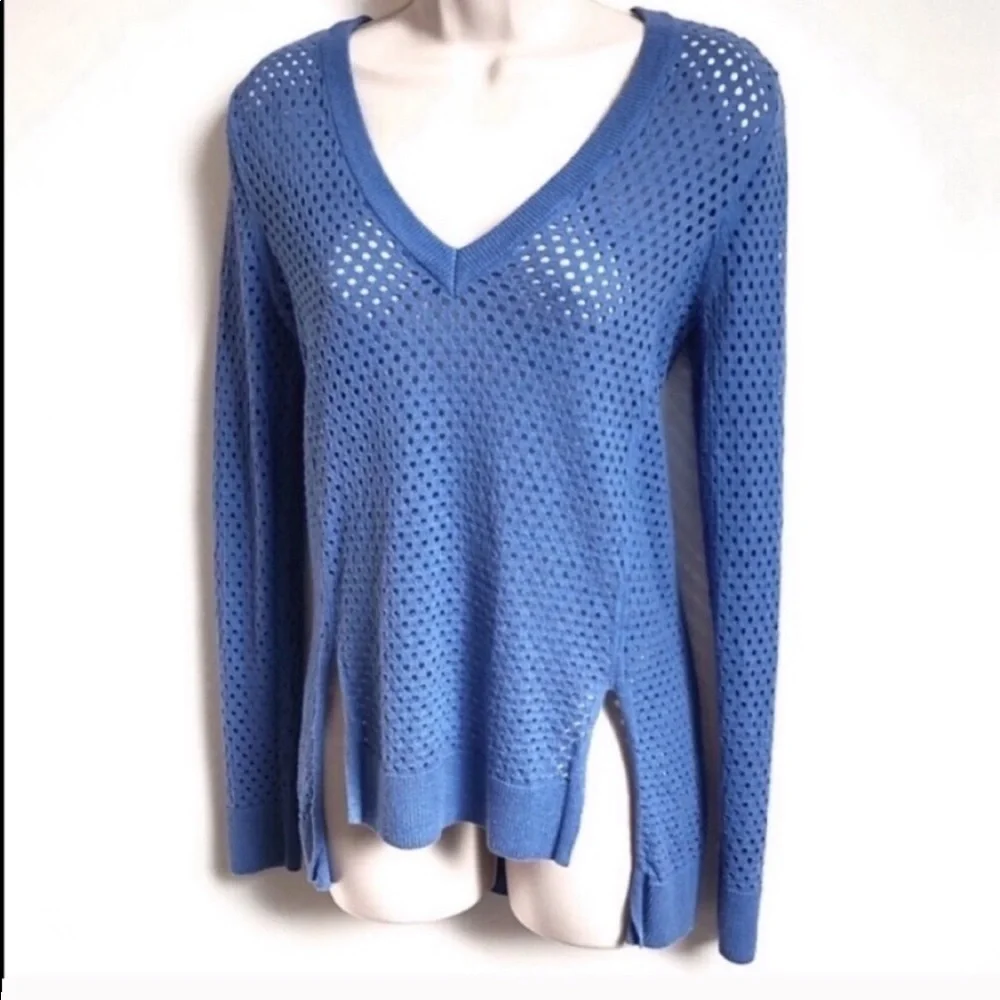 Michael Kors high low open knit swea…